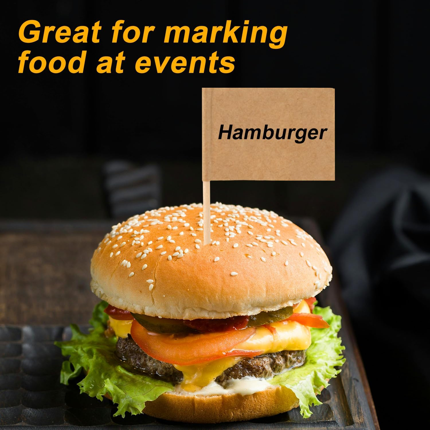 100Pcs Mini Toothpick Flags, Double Sided Blank Flags on Sticks Food Labels Markers for Party Buffet Cupcake Toppers for Charcuterie Cheese Board Accessories Decoration Dishes Fruit Platter (Khaki) image number 2