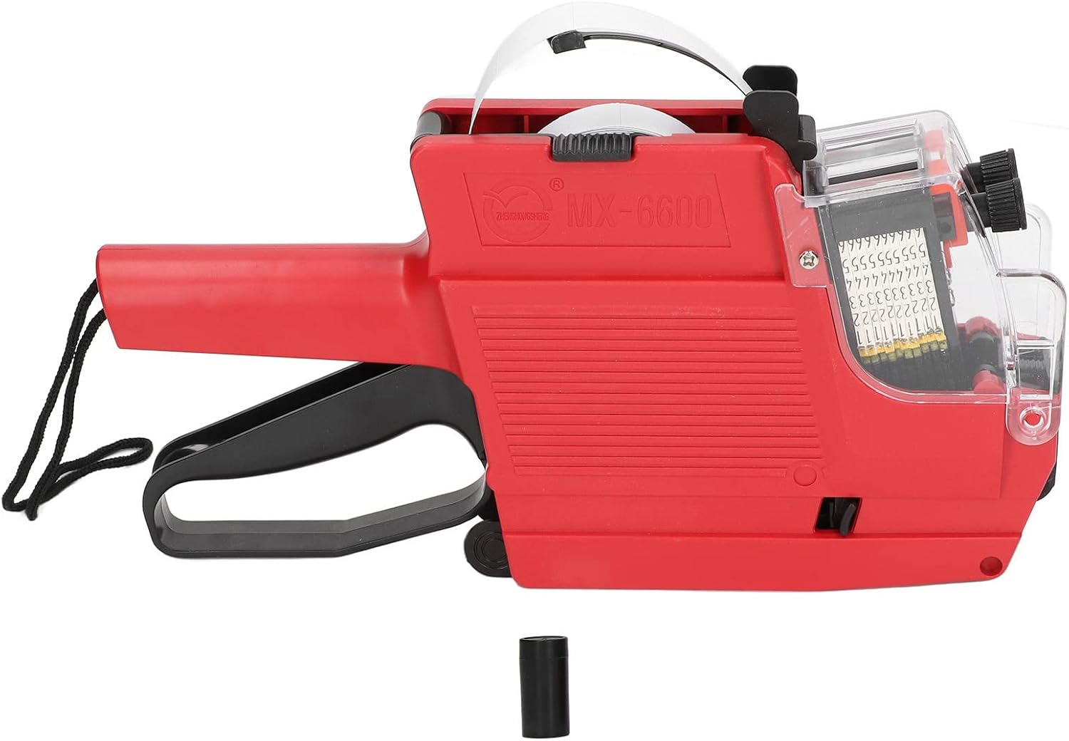 10 Digits 2 Line Price Tag Guns Labeller Marker Attacher Tool Kit Included 1Pc 2 Row Price Tag Guns 1Pc Ink Wheel for Office Retail Store，Mx-6600 Model，Red, Yellow, Blue (Red)