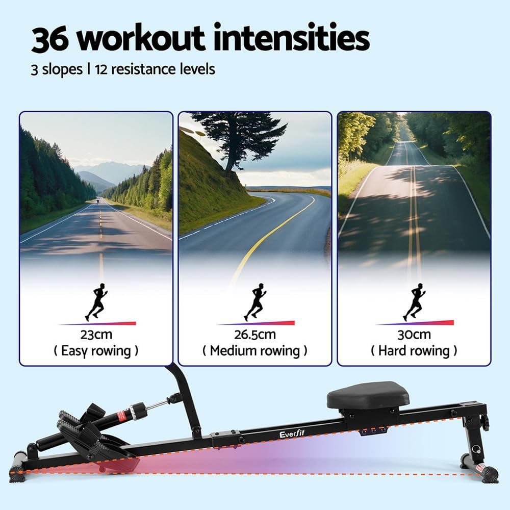 Everfit Hydraulic Rowing Machine Rower 12 Levels Resistance Fitness Gym Cardio image number 2