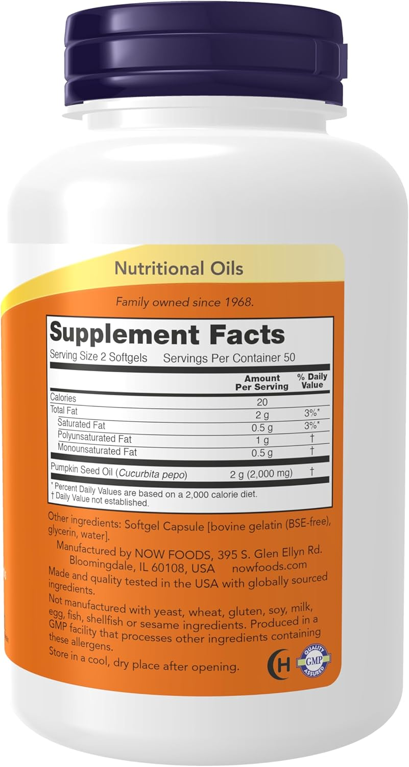 Now Foods Pumpkin Oil 1000Mg Soft-Gels, 100-Count image number 3