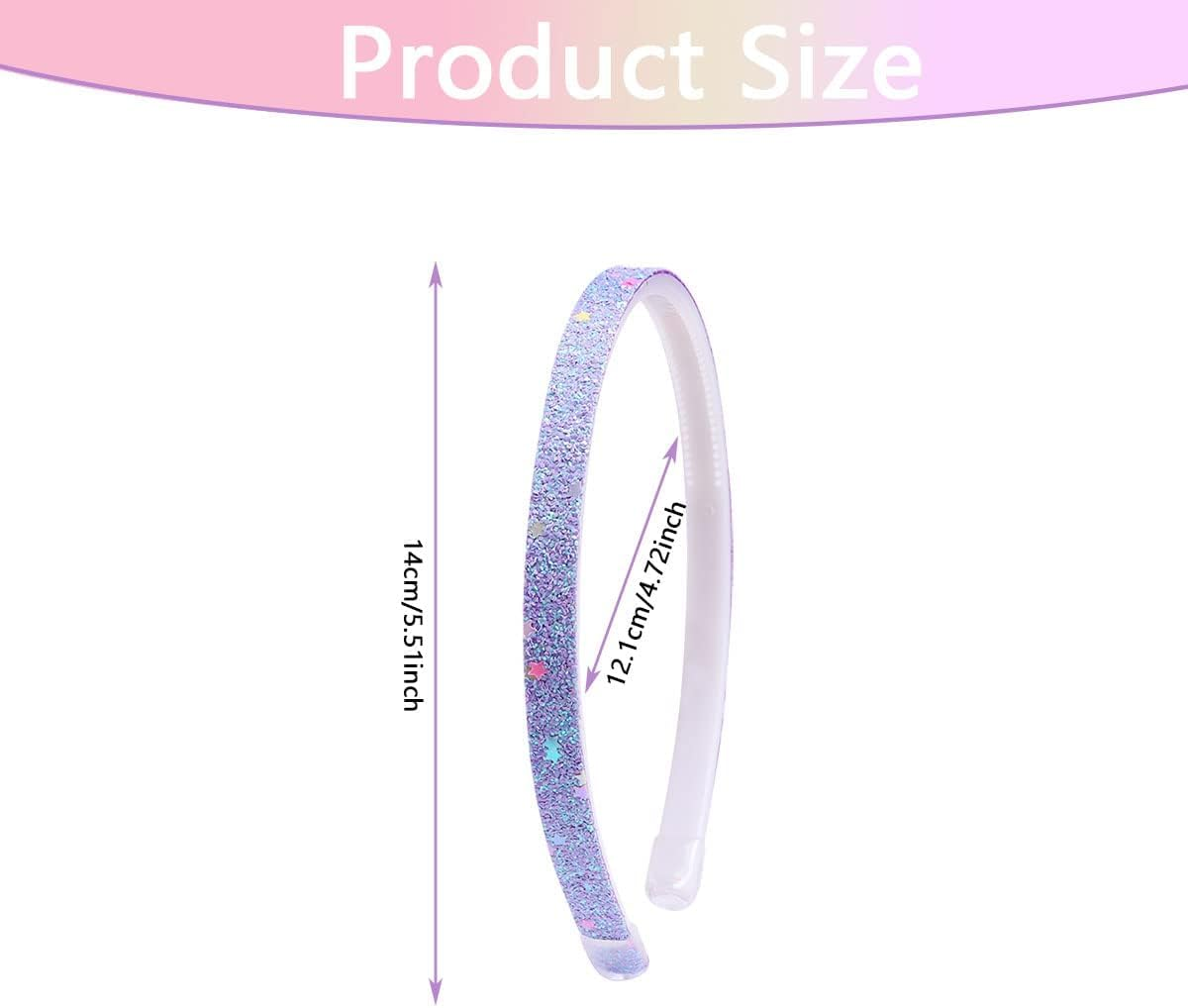 Pack of 5 Glitter Hair Bands - Colourful Non-Slip Hair Accessories - Cute Rainbow Confetti Design - Ideal for Little Girls Festive Occasions