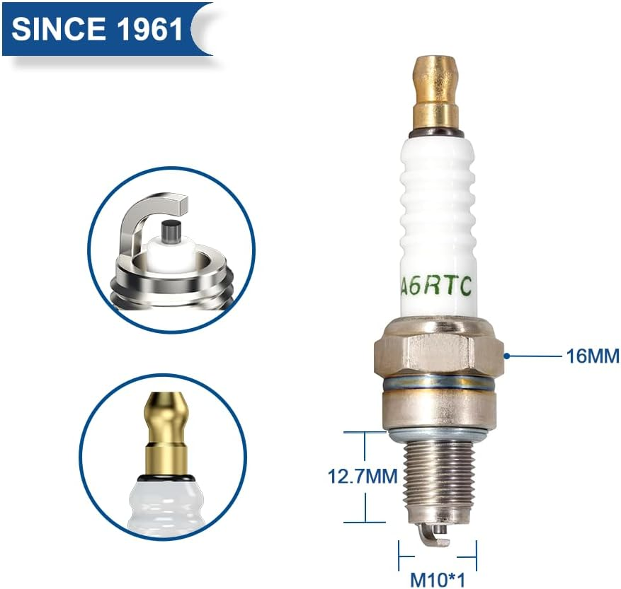 2PK TORCH A6RTC Spark Plug Replace for NGK 2983/CR6HSA Spark Plug, for Denso IUF22 U20FSR-U Spark Plug, for Champion 889 Z6 Spark Plug, for Brisk Nar15Ys,For Bosch UR4AS Ur6Ac,For Autolite 4194, OEM image number 1