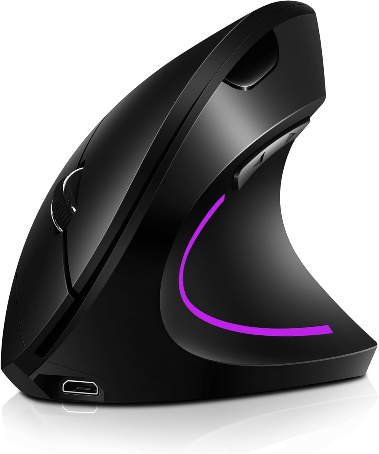 Vertical Mouse, Right Handed 2.4Ghz Wireless Ergonomic Rechargeable Vertical Mouse with 4 Adjustable DPI 800/1200/1600/2400, 6 Buttons,Compatible with PC, Desktop,Mac (Grey)
