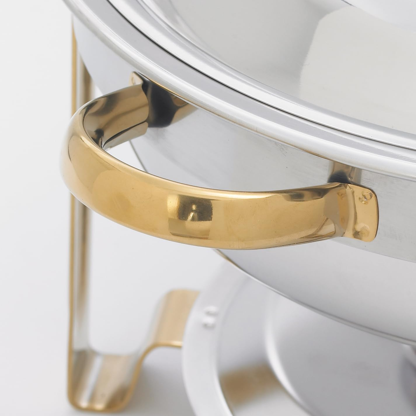 Winco 203 Winware 4 Quart round Stainless Steel Gold Accented Chafer image number 2