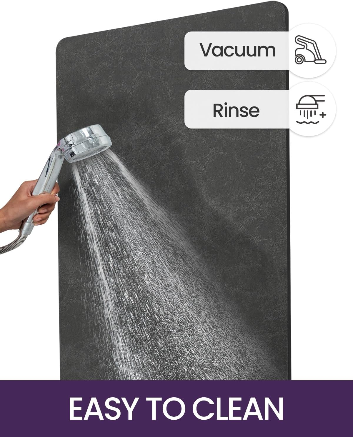 DEXI Super Absorbent Bath Mat 43 X 110 Cm, Non-Slip Washable Rugs for Shower Floor, Thin and Quick Dry Bathmat for Tub, Toilet, Sink, Bathroom Accessories, Dark Grey image number 3