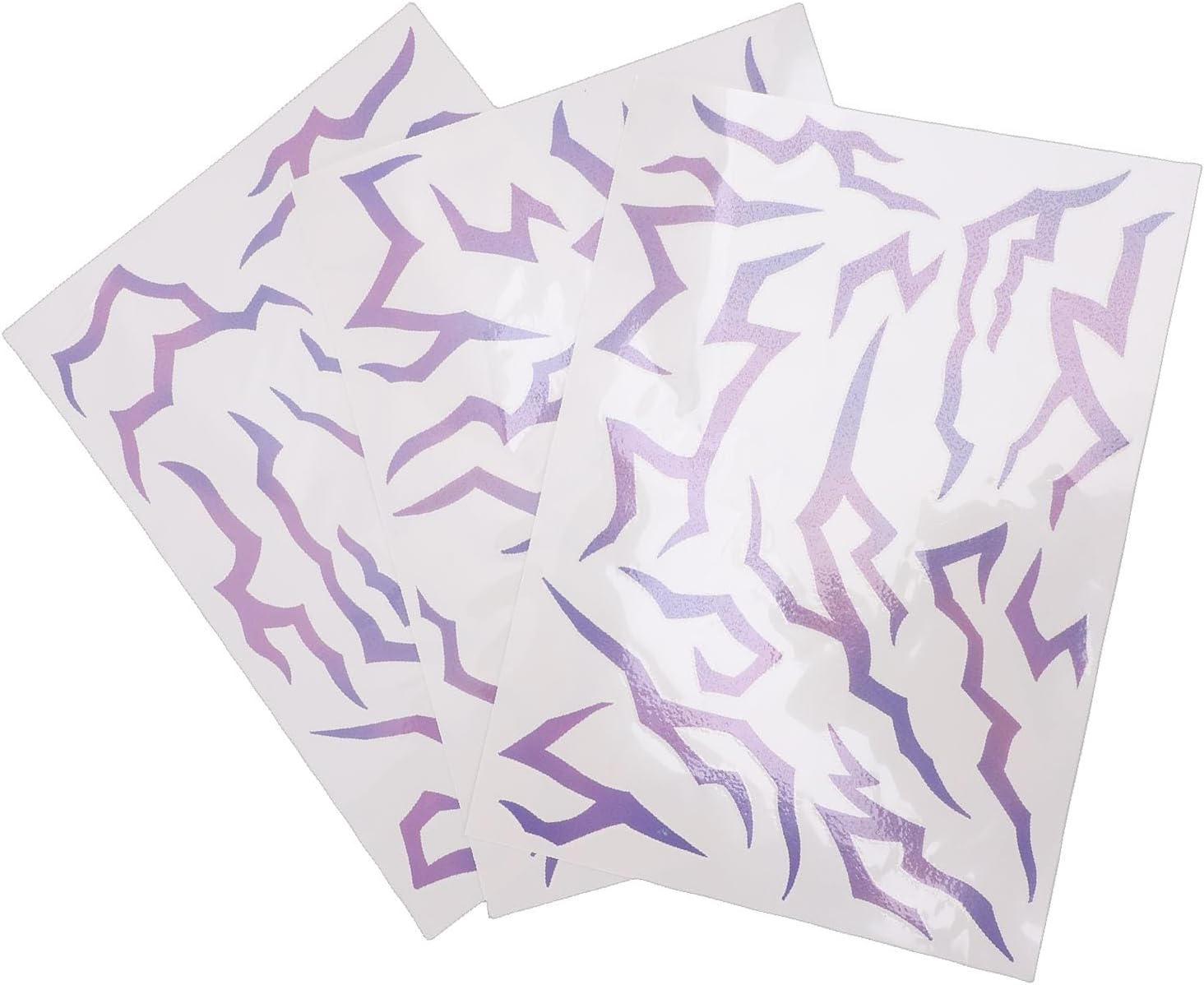 MENDUNER 3Pcs Glow in Dark Anime Stickers, Purple Temporary Tattoos, Face Body Art for Cosplay Christmas Parties, Easy Apply Remove, Festive Reactive Skin Stickers for Teens Adults image number 1