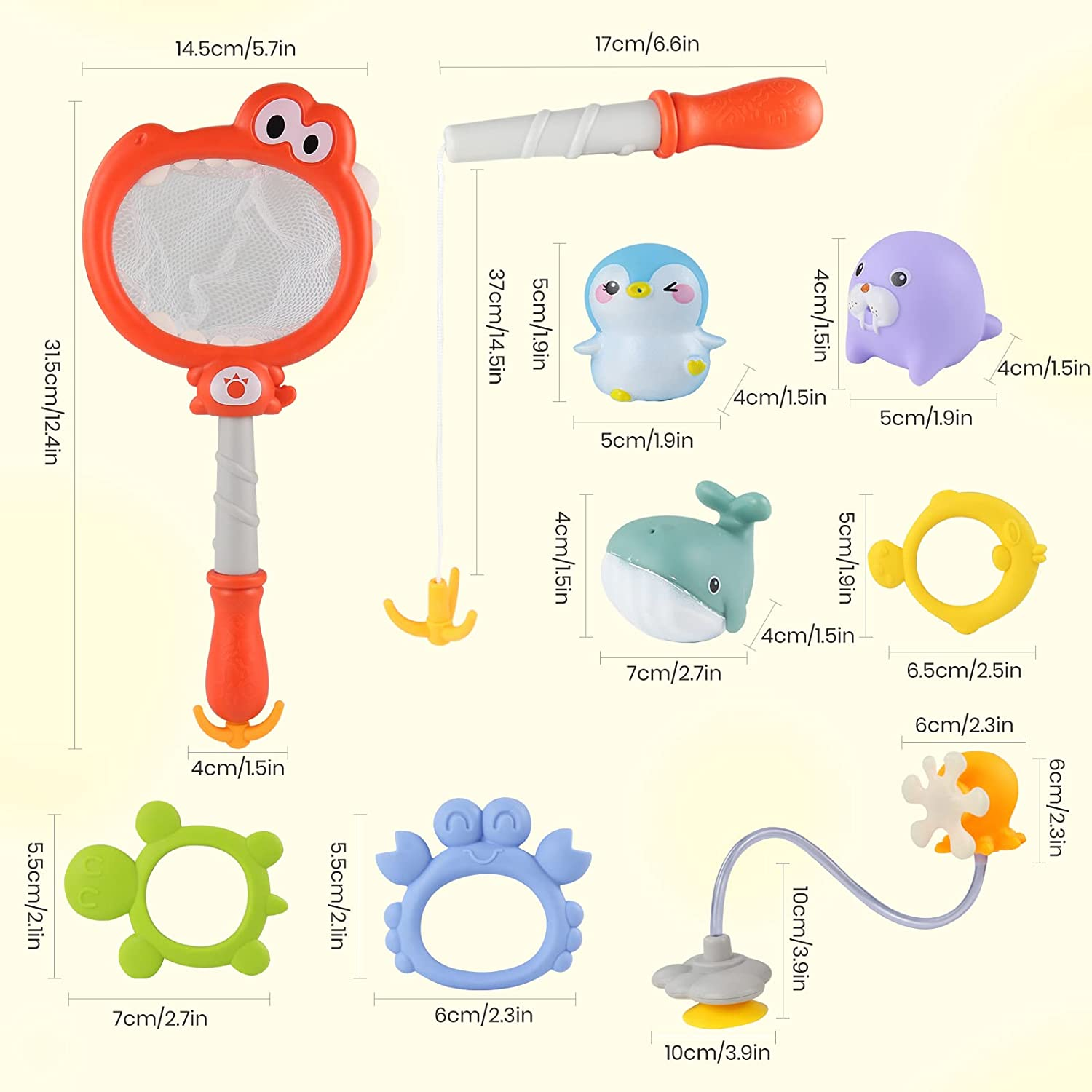 Bath Toys, Learning Baby Bathtub Toys,Stem Cute 3 in 1 Dinosaur Fishing Bath Toys with Funny Crab Toy, Fish Toy,Educational Gifts for Kids Toddlers Boys Girls 3 4 5 6 Years Old（Red）