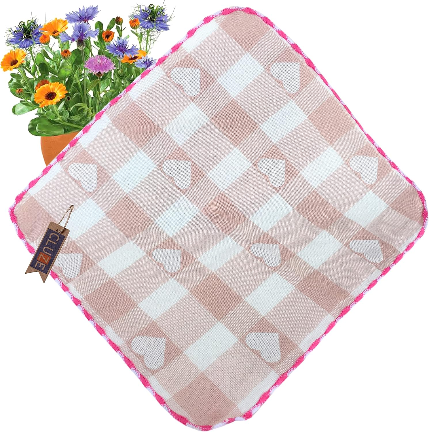 CLUZE Women Heart Printed Handkerchief - Cotton Hanky, Face Towel (Light Color) (Size 25X25 Cm) image number 1