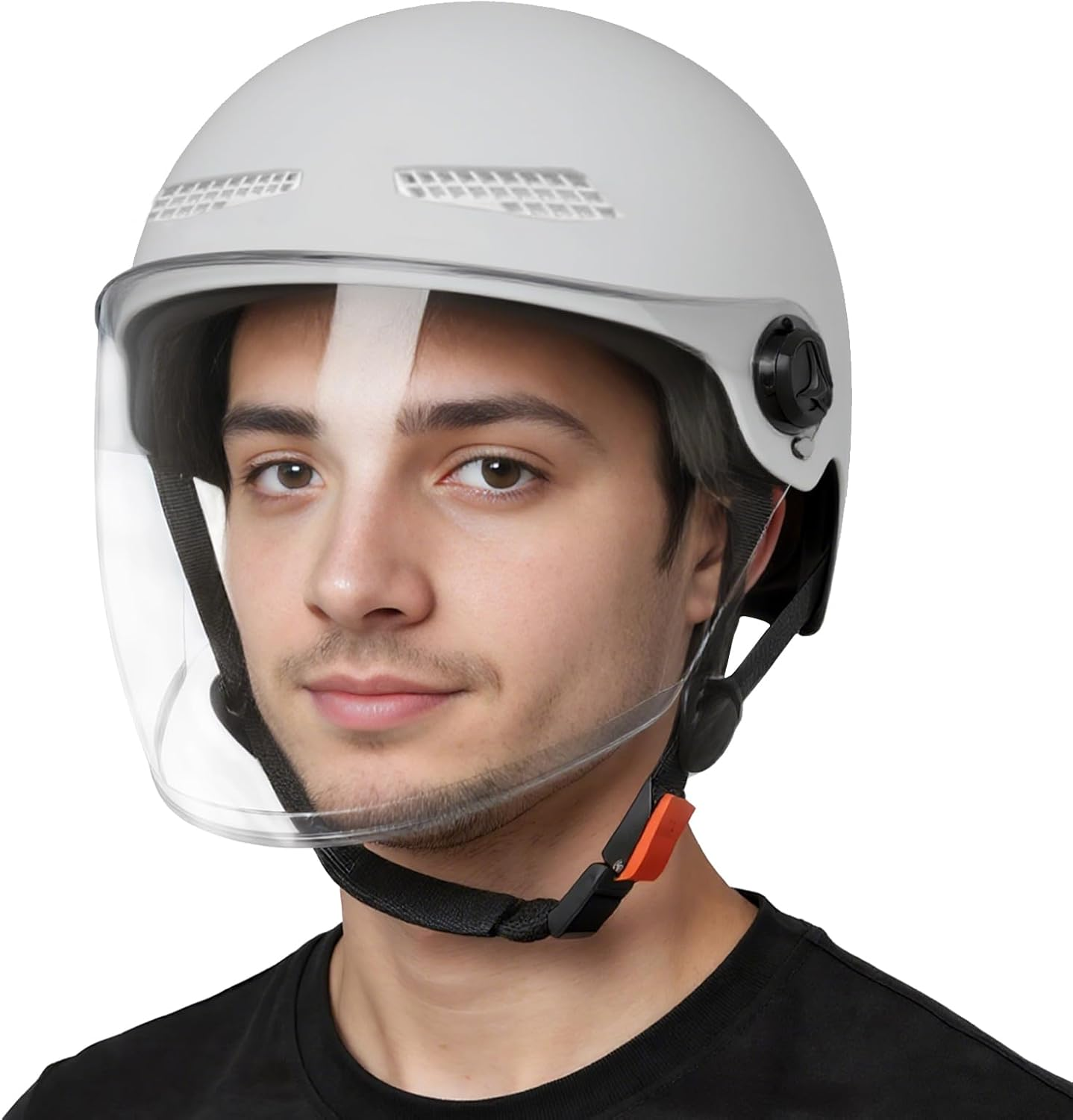 Motorcycle Half Helmet - Half Helmet for Adults,Open Face Sun Protection Retro Quick Release Hat for Women Youth Riding Motor Scooter ATV Electric Bike Motocross Racing