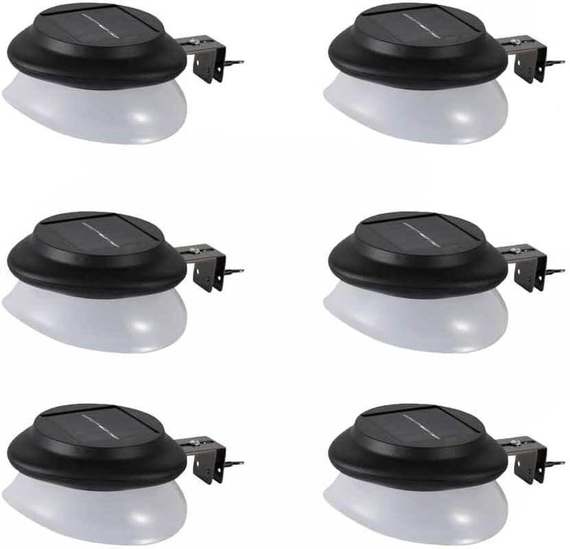 Solar Fence Gutter Lights, 9 LED Solar Powered Garden Outdoor Lights Waterproof Security Lamp for Outdoor Garden Fence Wall Lobby Pathway (Black 6 Pack) image number 5