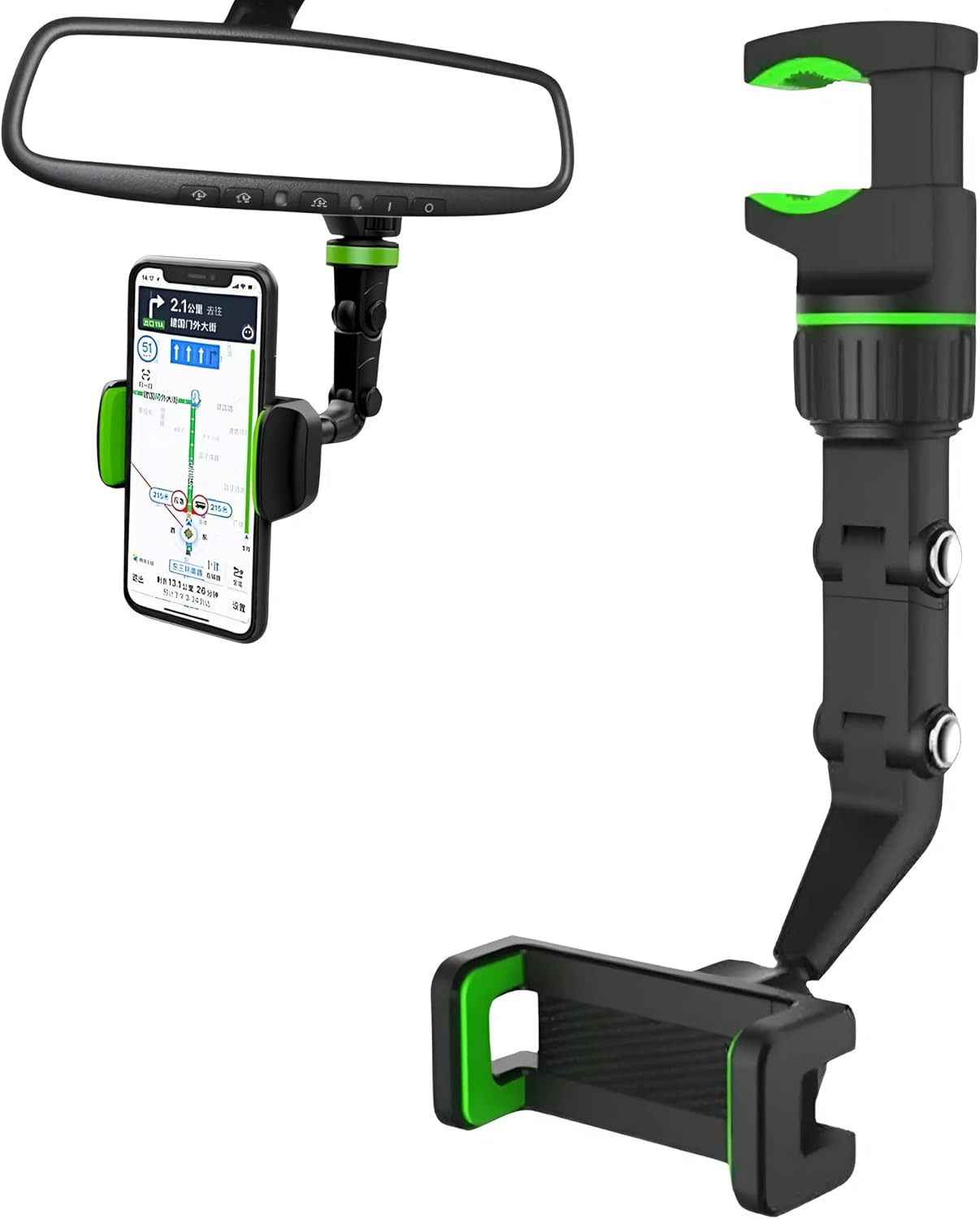 Spendeal Rear View Mirror Phone Holder, Rearview Mirror Phone Holder for Car, 360 Rotatable and Retractable Car Phone Holder Mount, Car Truck Essentials Accessories Compatible with All Cell Phones image number 4