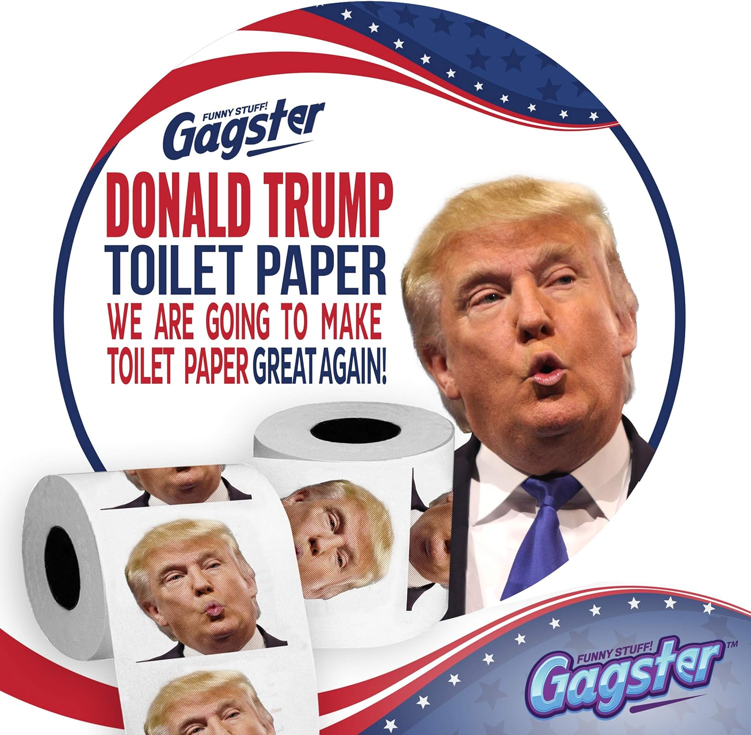 Donald Trump Toilet Paper Roll - Funny Novelty Gag Democrats and Republicans - 3 Ply Toilet Tissue 200 Full-Color Image Sheets in Each Roll | Hilarious Political White Elephant Gift Idea - Trump Black  White image number 7