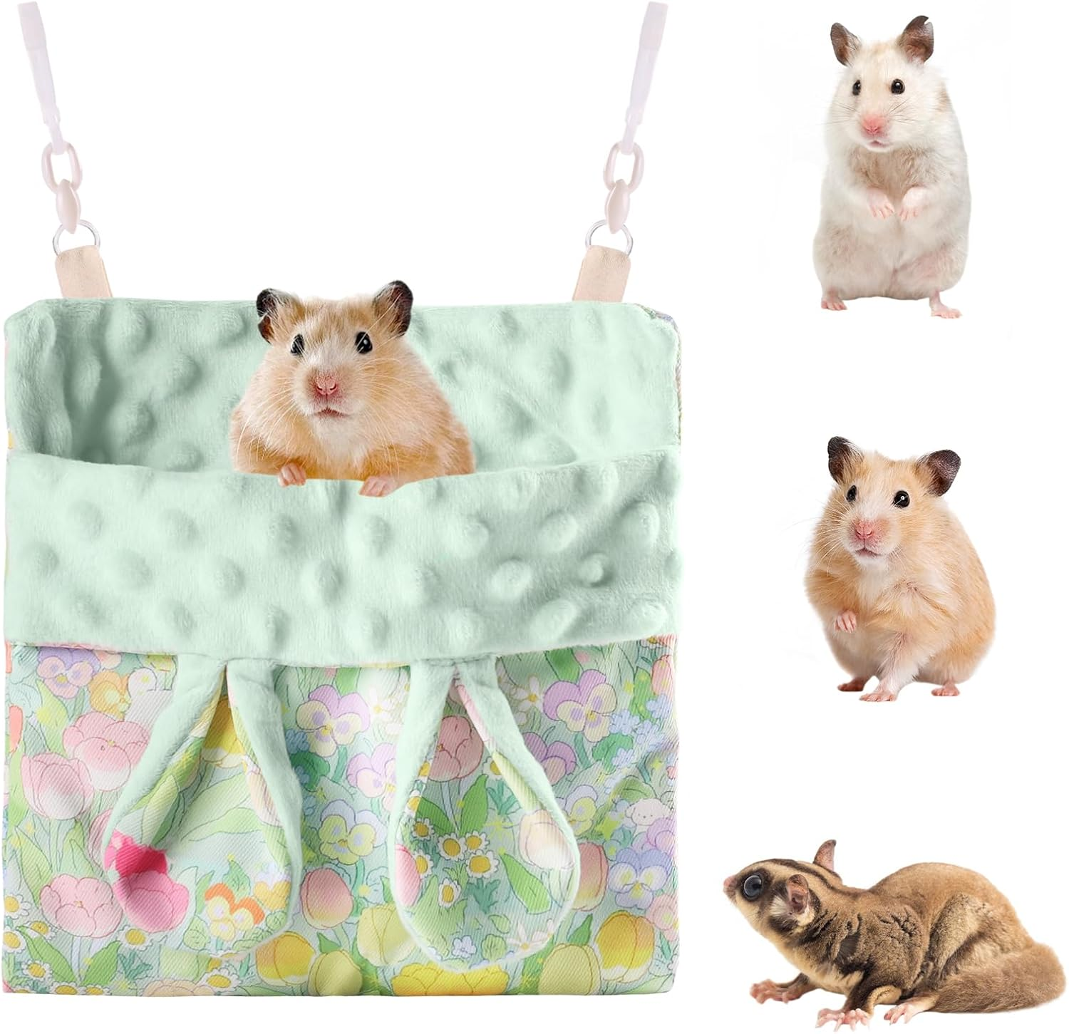 Fnaobai Sugar Gliders Sleeping Pouch Hamsters Velvet Hanging Hammocks Bed Carrier with Strap Squirrels Marmosets Guinea Pig Warm Swing Carry Pouch Cage Accessories for Small Animal (Purple)