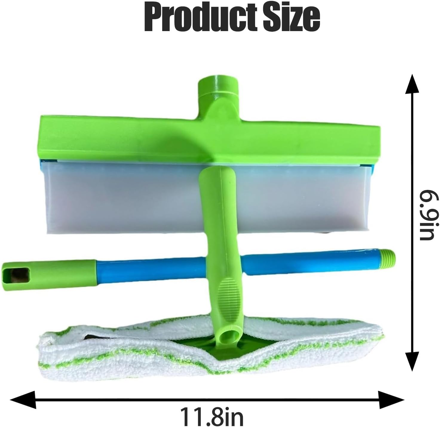 3-In-1 Silicone Window Cleaning Kit &ndash; Streak-Free Squeegee for Shower Glass, Mirrors, Car Windows & Home &ndash; Includes Scraper & Microfibre Cloth (Blue White-1 Pc)