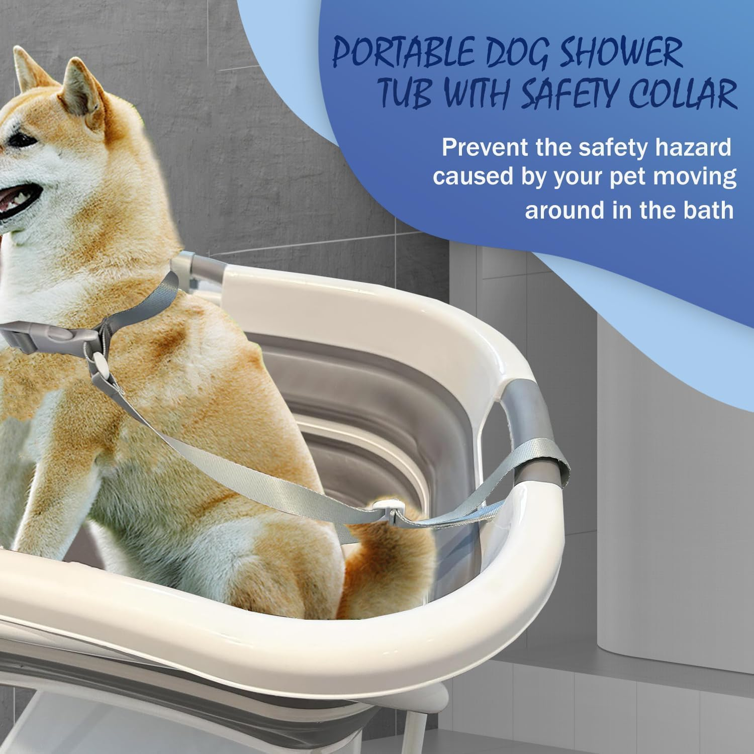 2 in 1 Dog Bath Tub Dog Washing Station for Bathing and Grooming, Elevated Collapsible Foldables Portable Shower Bathtub with Drainage Hole for Small Dogs Cats Pet, Indoor and Outdoor image number 3