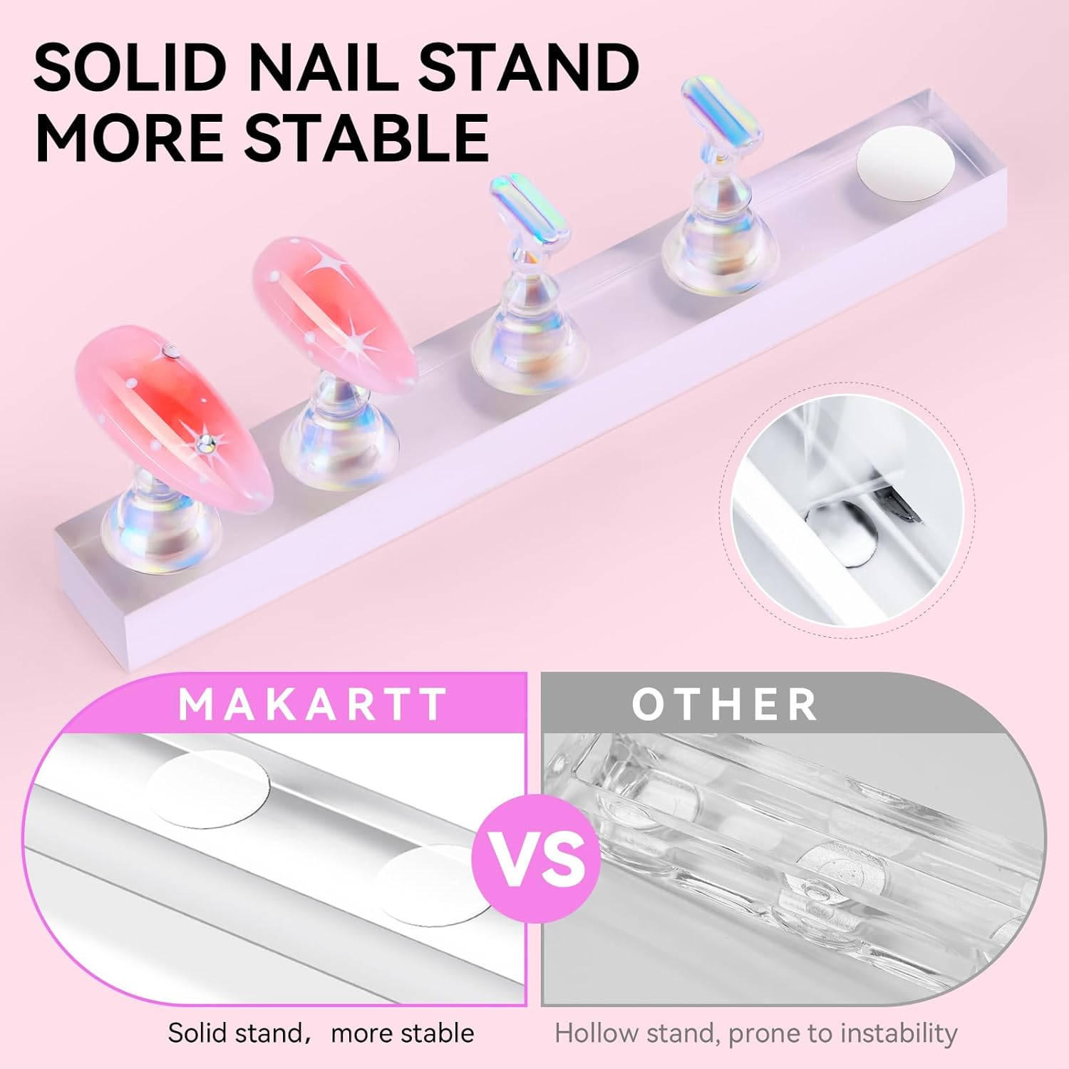 Makartt Nail Stand for Press on Nails Display Practice Art Magnetic Fake Nail Holder for Painting Nails Stand for False Nail Designs with Reusable Putty for Home DIY Beginner Salon Supplies image number 6
