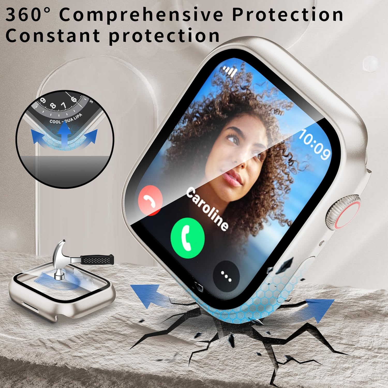 Zumyzu Compatible with Apple Watch Waterproof Case 42Mm Series 11 10 with Tempered Glass Screen Protector, Full Coverage Bumper Cover for Iwatch Case 42Mm Rose Gold image number 1