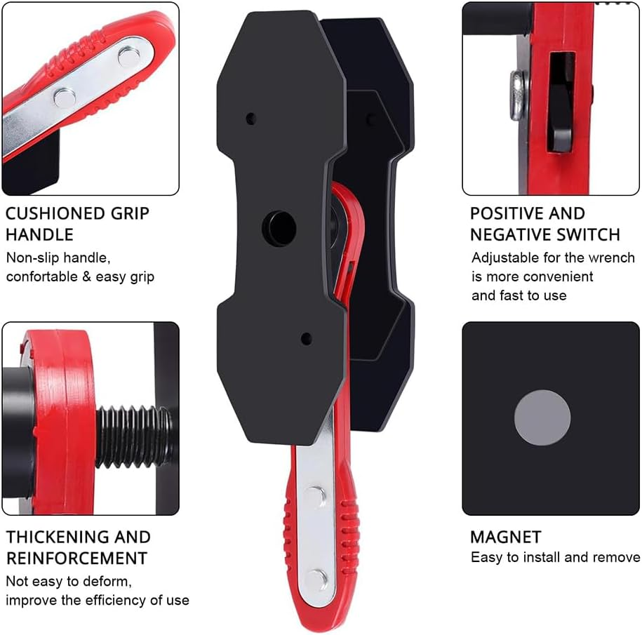 Ratcheting Caliper Piston Tool Set,Brake Caliper Press Tool Car Piston Spreader Pad 360 Degree Swing Ratchet Hand Wrench Expander for Single Twin Quad Disc Brake,Thickened Palm Surface image number 4