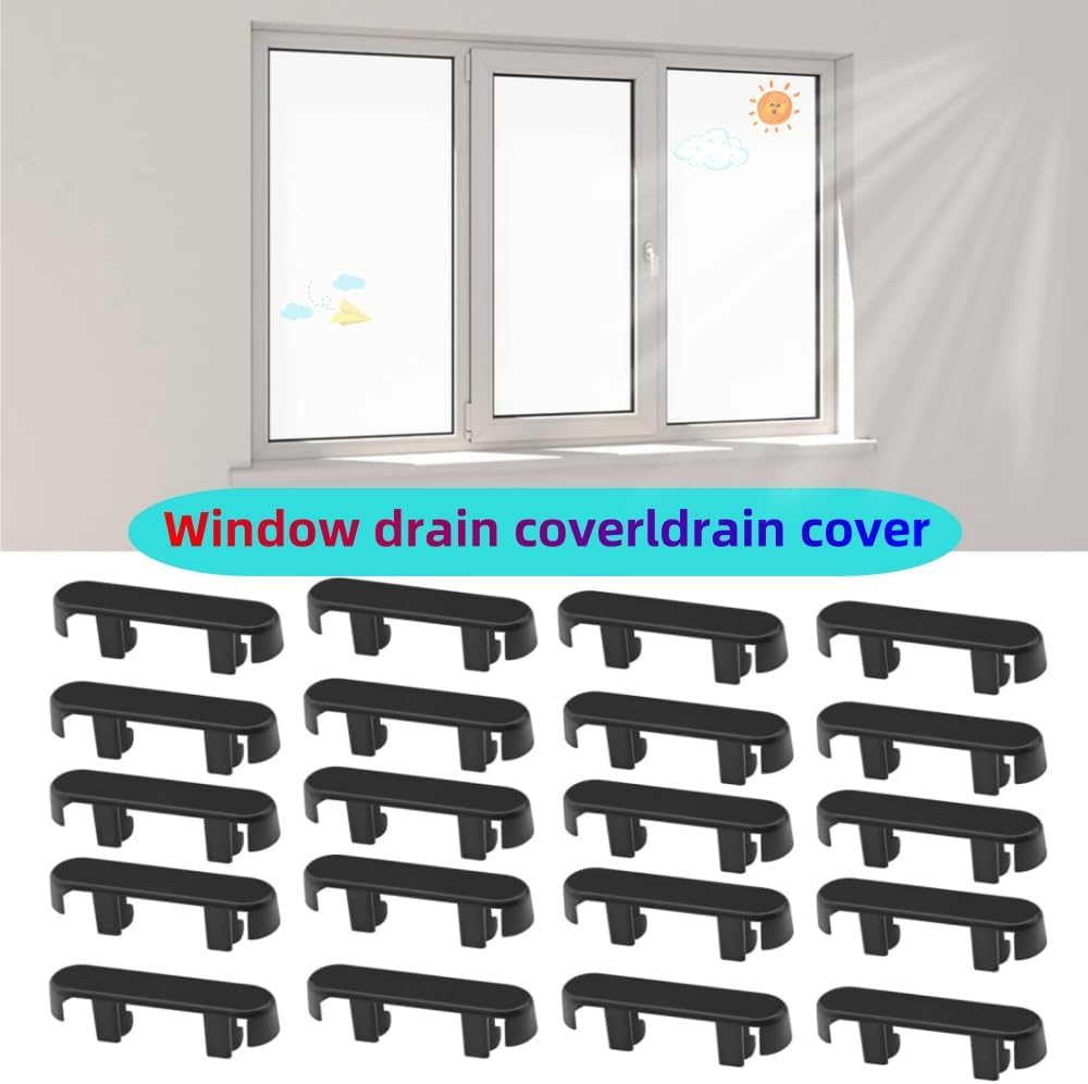 20 Pcs Weep Hole Covers, Window Drainage Cover Caps, Drainage Caps, Window Sill End Caps, Windows Sill Cover Hole Suitable for UPVC Window Fittings (Black) image number 1