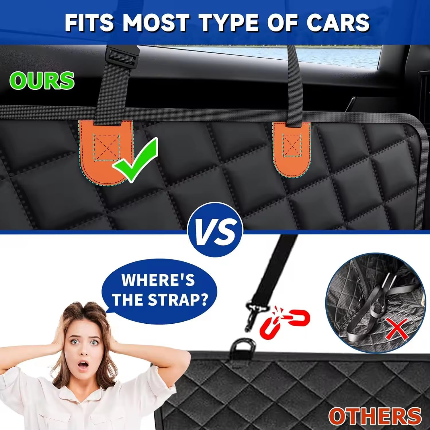 LORJE Dog Seat Cover, 6-In-1 Waterproof Dog Car Seat Cover Back Seat Hammock with Mesh Window & Side Flaps & Dog Seat Belt, Wear-Proof Pet Seat Cover for Cars, Trucks, Suvs - 147 X 137Cm image number 3