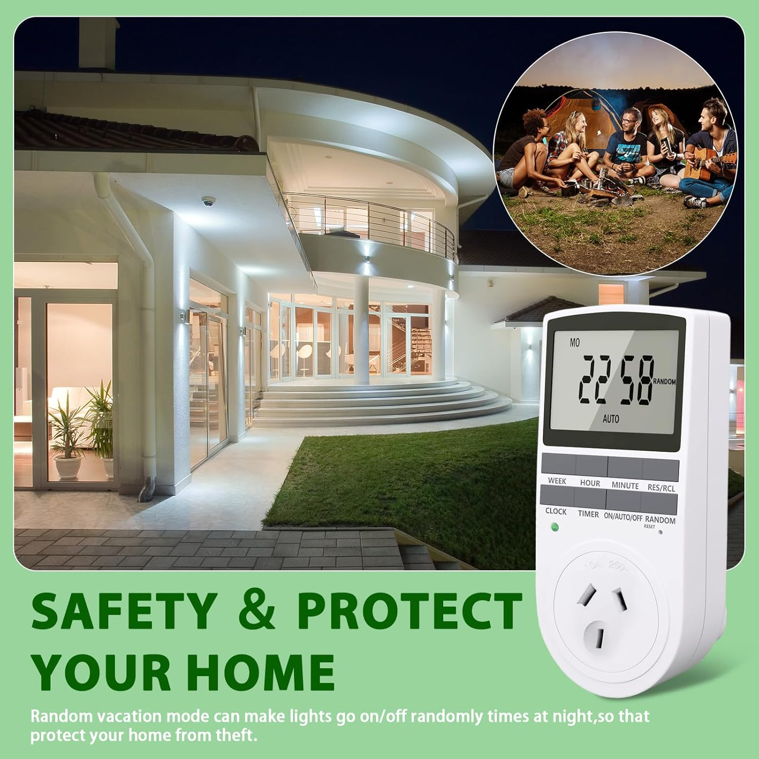 Lamptobe Power Timer, 7-Day Programmable Electrical Outlet Power Switch 240V, AU Plug Clock, LCD Display for Aquarium, Grow Light, Fan, Heater, Lights image number 1