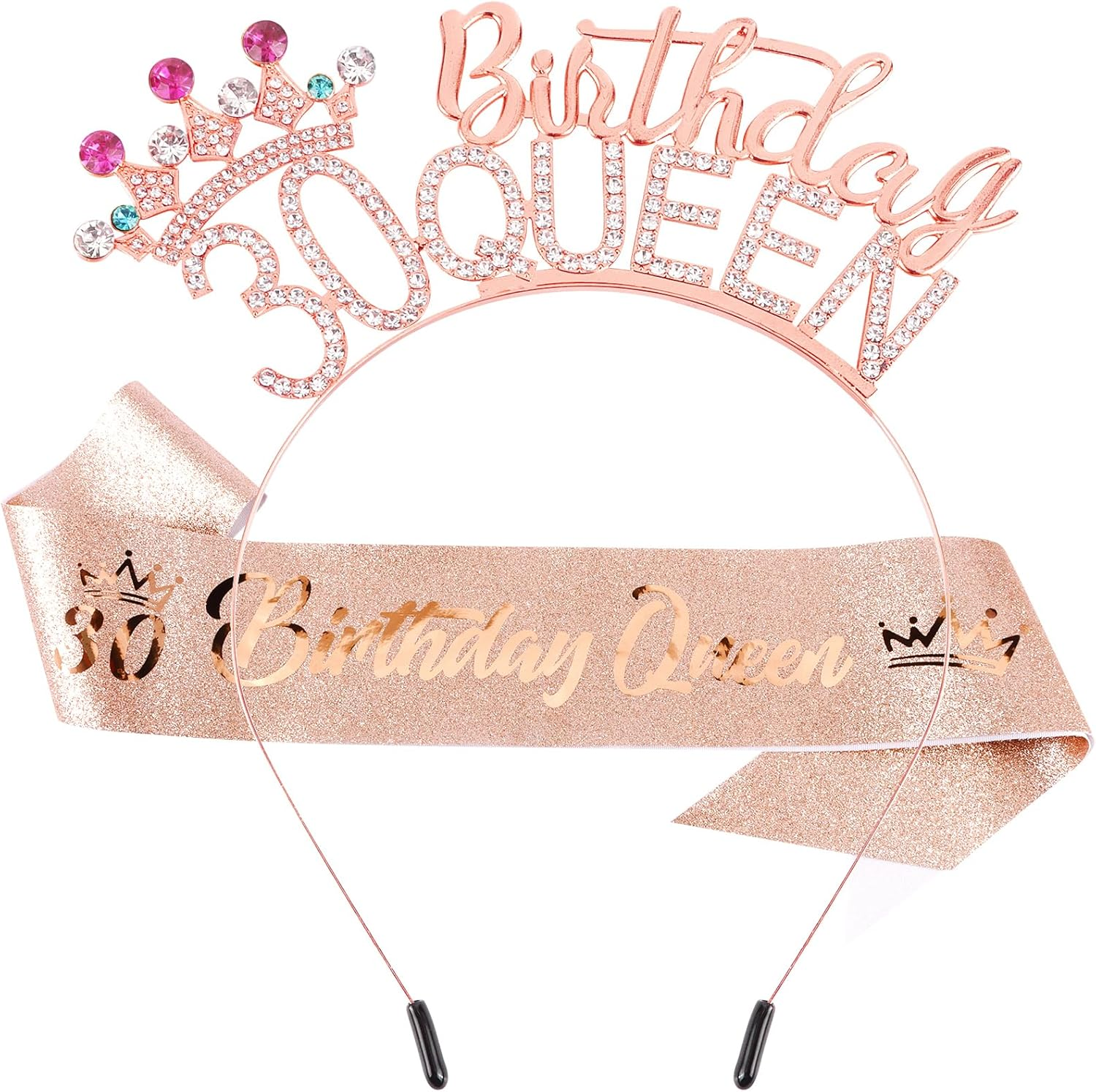 VELSCRUN 30Th 40Th 50Th 60Th 70Th 80Th 90Th Birthday Decorations for Women Birthday Queen Headband Birthday Tiaras Crowns for Women Fabulous Birthday Sash Mom Birthday Present Party Hair Accessories