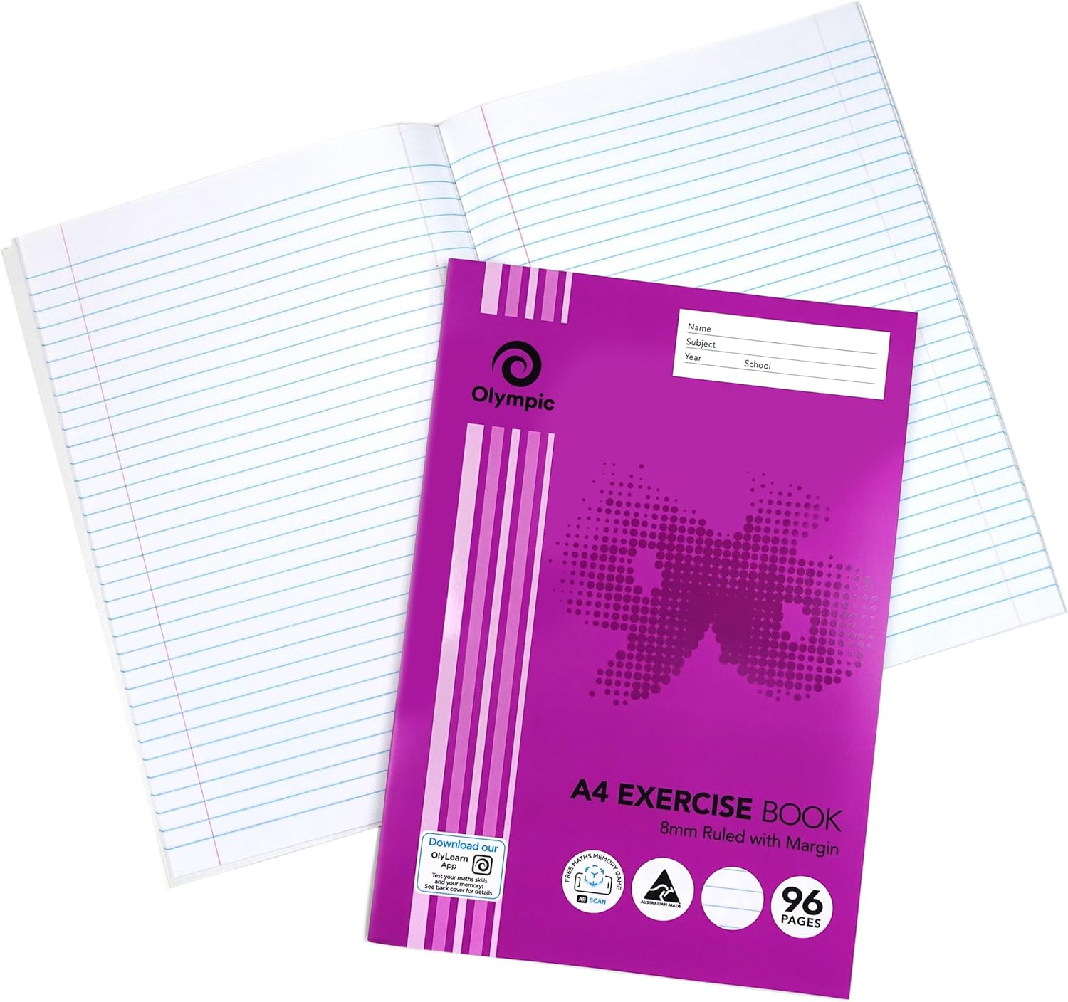 Olympic, A4 Exercise Book, 96 Pages, 8Mm Ruled with Red Margin image number 4