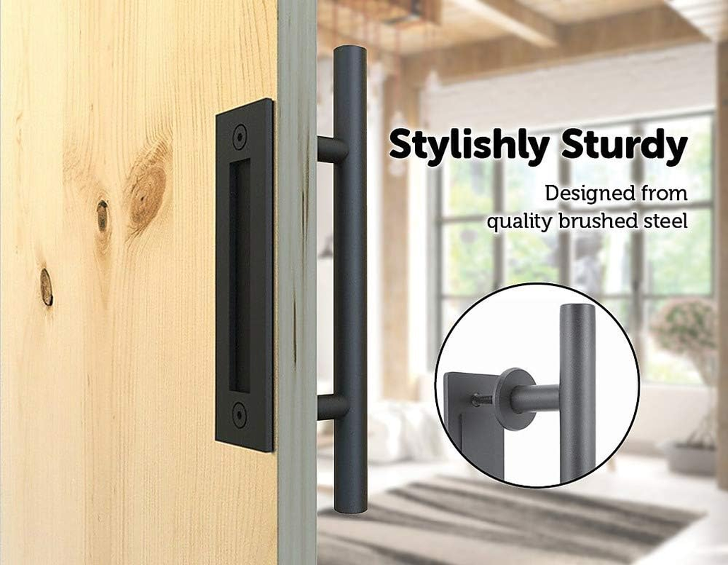 Carbon Steel Door Handle & Flush Pull Wood Door Gate Hardware 12" image number 3