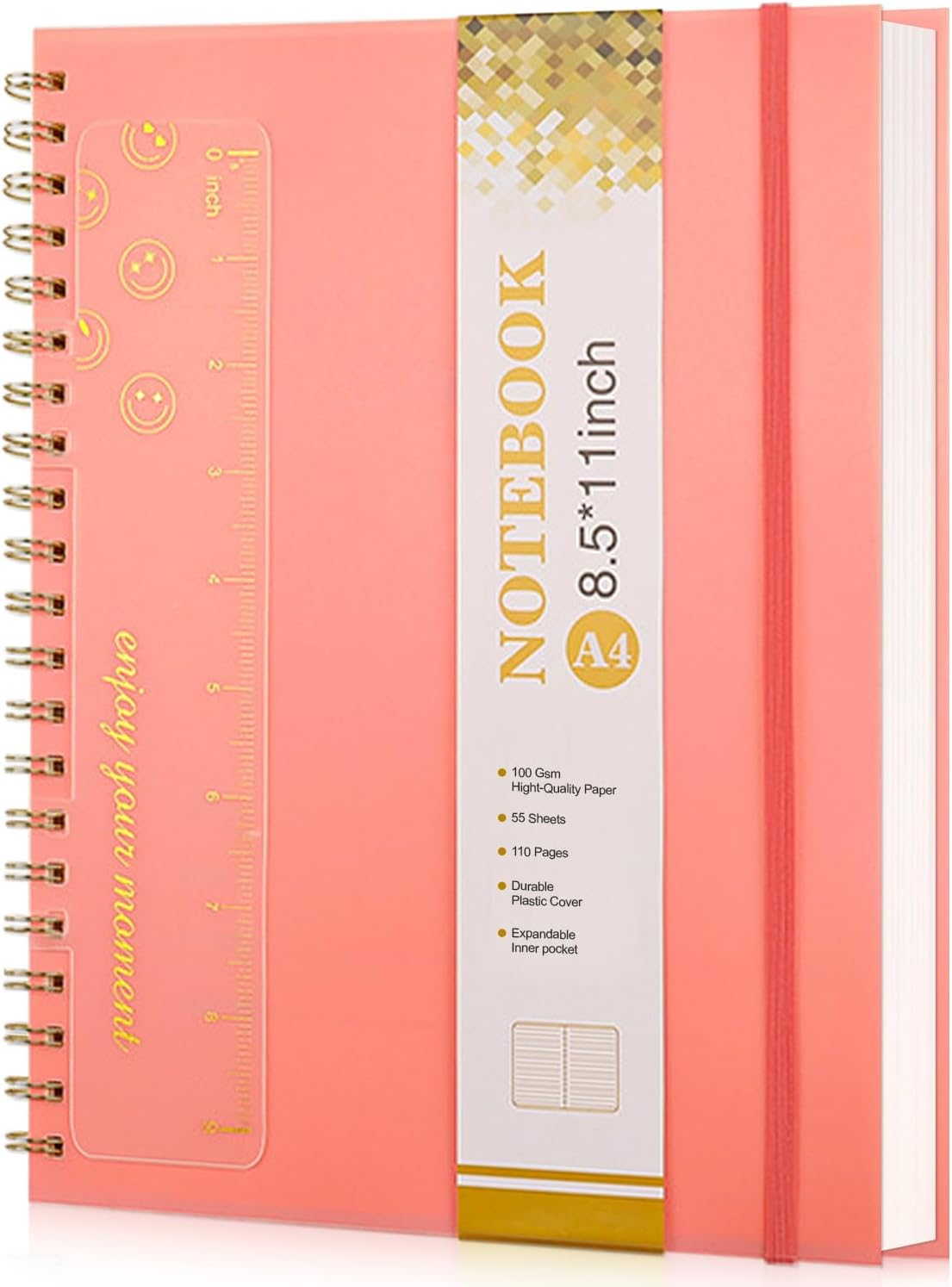 COZY CORE A4 Large Pink Notebooks for Women Men, 8.5&rdquo; X 11&rdquo; Spiral Notebook Journal, College Ruled Lined Journal, 100 GSM Paper, Plastic Hardcover Spiral Bound Journals for Work, School, Note Taking, and Business (Pink) image number 4
