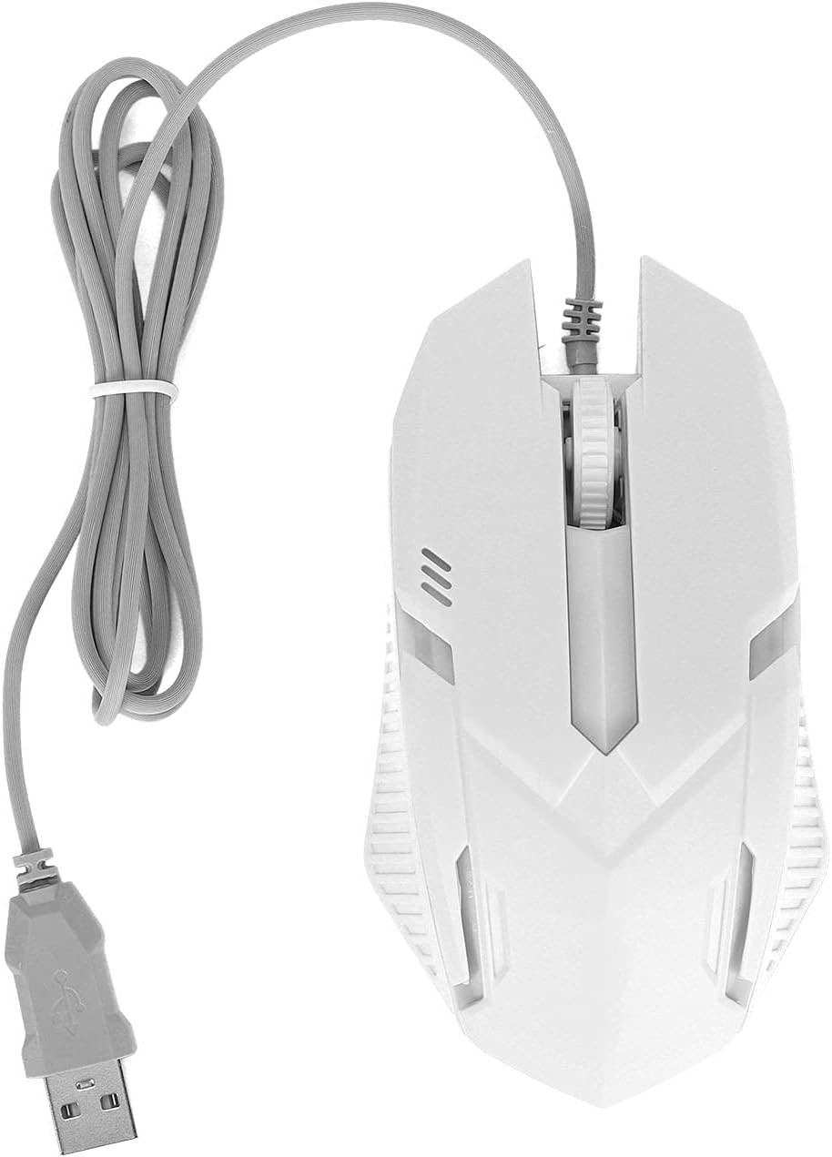 USB Wired Mouse,Portable RGB Backlight,Ergonomic Computer Gaming Mouse Mice,For Laptop Pc,For XP/7/8/10 (White) image number 2