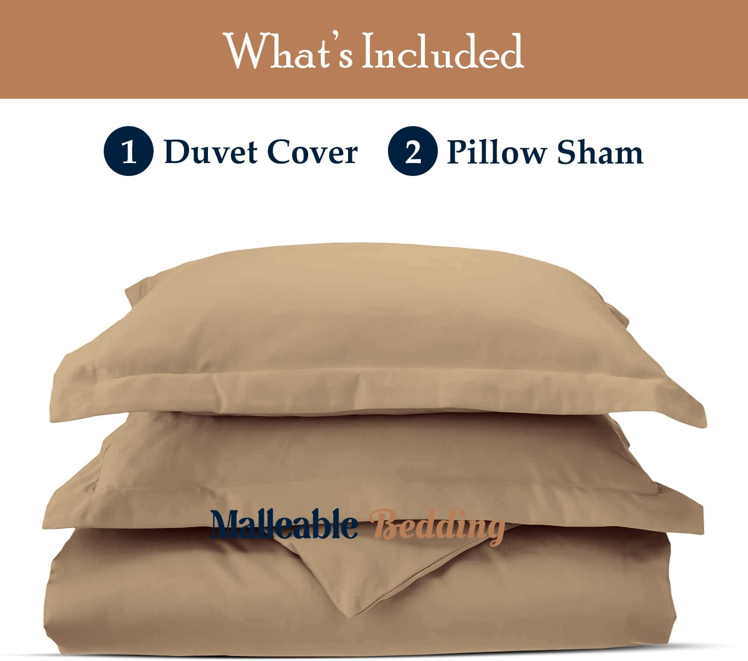 Malleable Bedding Oversized King plus (128X 120) Size Duvet Covers 100% Egyptian Cotton 600 TC Ultra Soft and Breathable 3 Piece Set Taupe Color Quilt Cover with Zipper Closure & Four Corner Ties image number 6