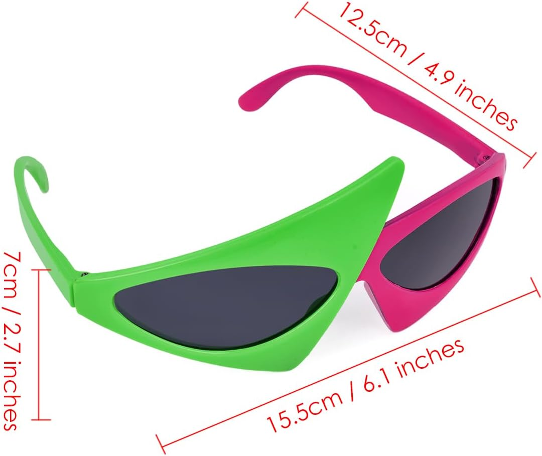 Novelty Party Sunglasses 80S Asymmetric Glasses Neon Glasses for Hip Hop Dance Halloween Party image number 1