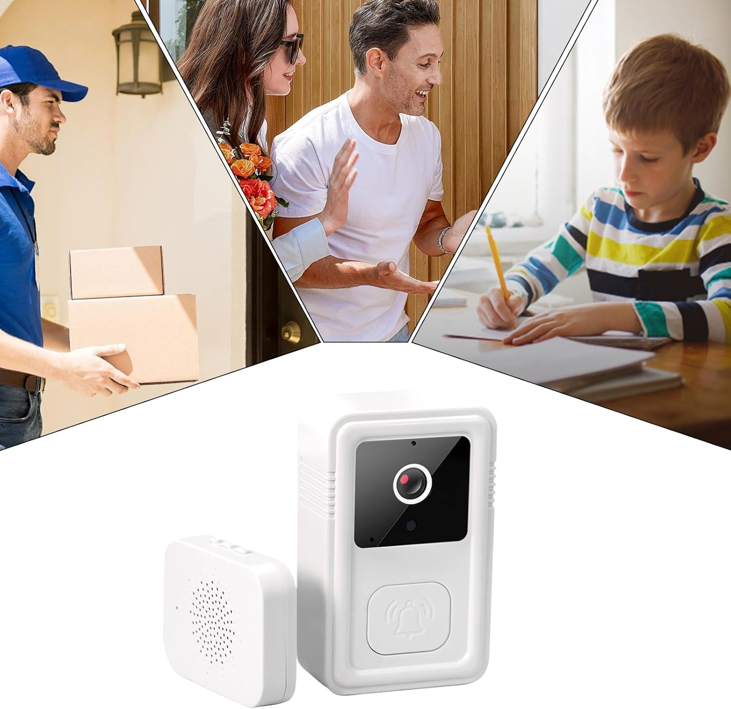Smart Video Doorbell - Smart Wifi Doorbell Camera - High Definition Night Vision Equipment Adhesive Mount for Renters Homeowners Parents with Children image number 1