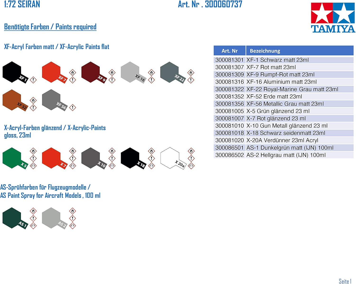 Tamiya 1:72 Scale Seiran Aircraft Model Kit