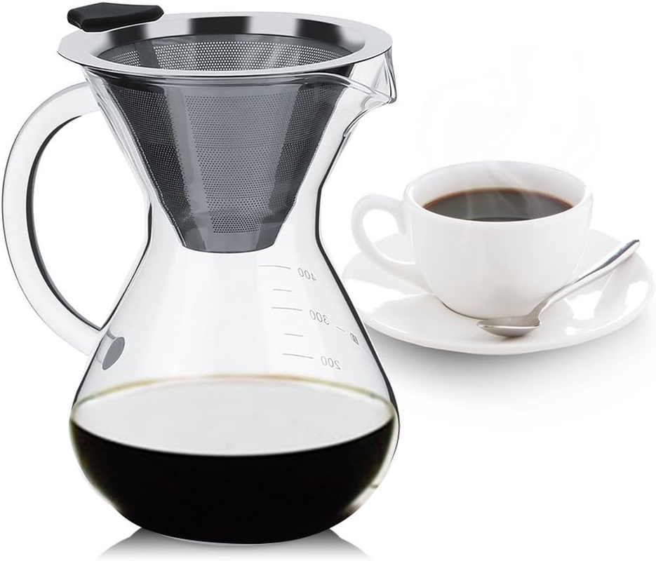 400 Ml Pour over Coffee Maker with Permanent Filter, Hand Drip Pouring Coffee Pot, Manual Coffee Maker, Suitable for Iced Coffee and Tea, Stylish Gift for Coffee Lovers image number 1