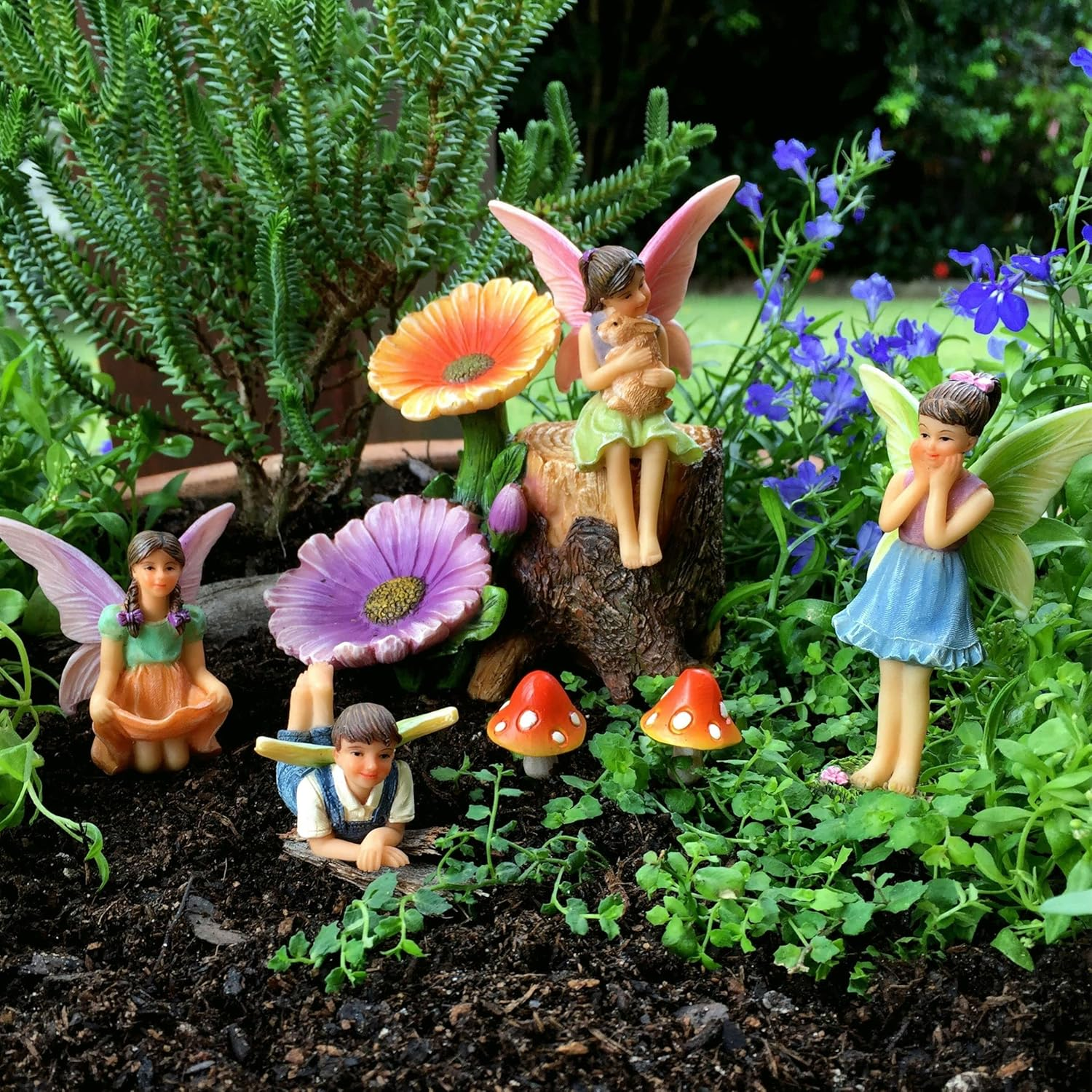 PRETMANNS Fairy Garden Fairies Kit with Miniature Figurines & Accessories Colorful Supplies - 7 Pieces image number 5