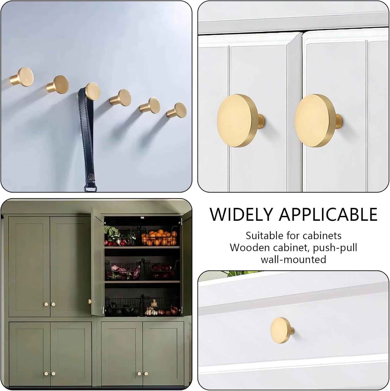 Luzcauwy 6 Pcs Drawer Knobs, Gold Drawer Handles, Easy to Install Cabinet Handles, round Furniture Knobs, Solid Durable Hardware Pulls, Modern Cupboard Handles for Kitchen Drawers Dresser Closet image number 5