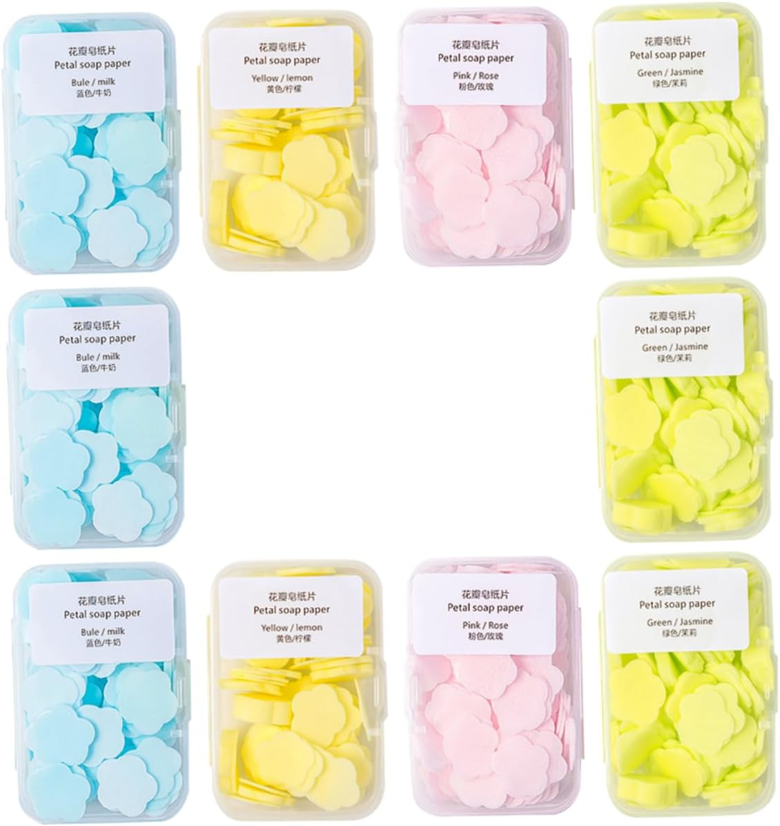 KICHOUSE Travel Soap Sheets Disposable Handwashing Soaps 16 Boxes Lemon Milk Rose Jasmine Scents for Outdoor Travel Hygiene image number 1
