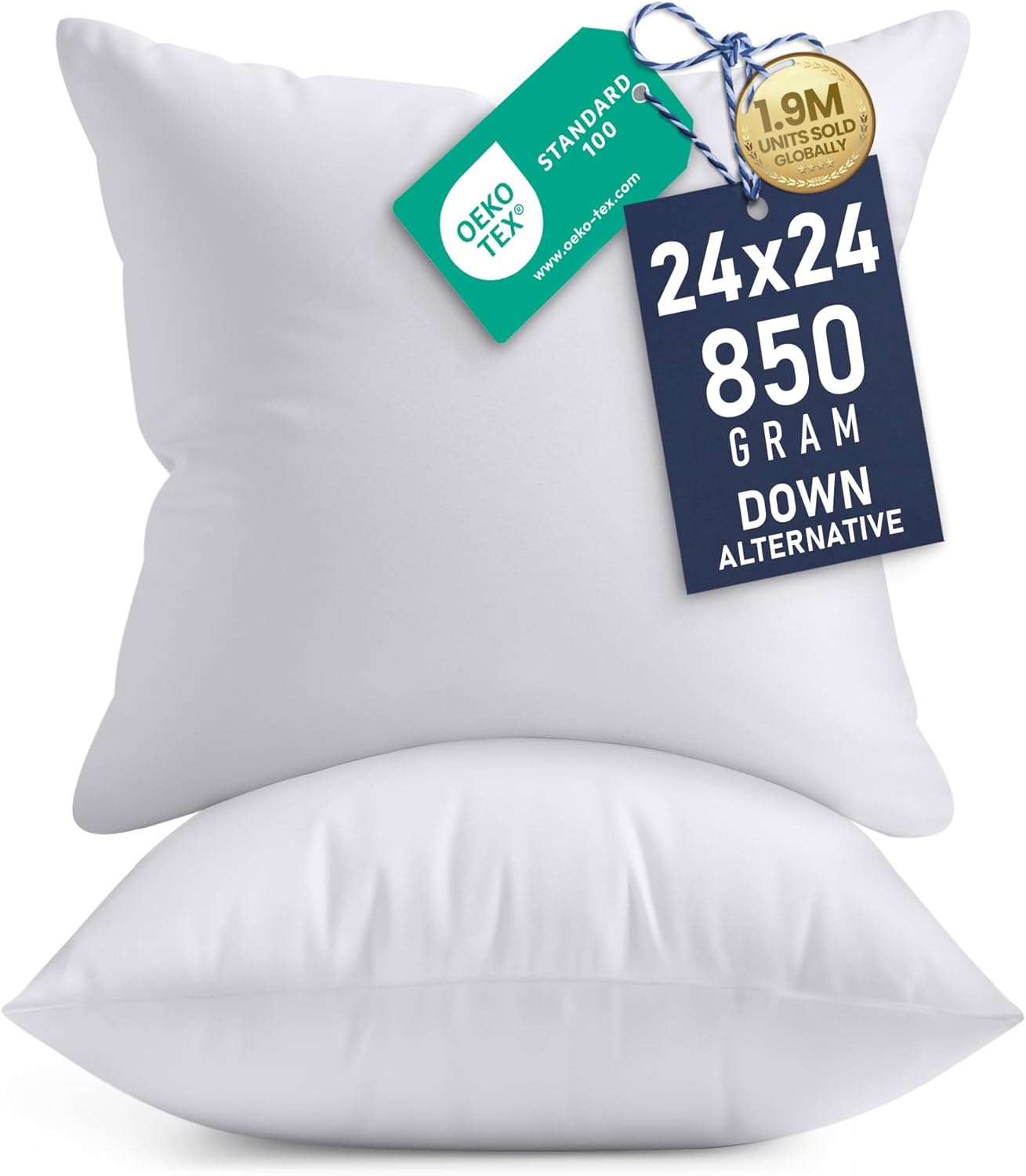 Utopia Bedding Throw Pillows Insert (Pack of 2, White) - 60 X 60 Cm Bed and Couch Pillows - Indoor Decorative Pillows image number 5