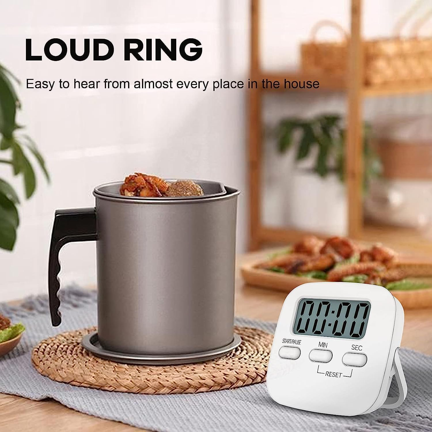 Mumoo Bear Kitchen Timer Large LCD Display Screen,Digital Kitchen Timers for Cooking, Magnetic Stopwatch Timer with Loud Alarm Countdown Clock (White) image number 1