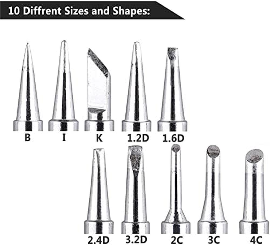 Yakamoz 10Pcs 900M-T Soldering Iron Tips Kit Solder Welding Tips Replacement Accessories for Hakko, Radio Shack, TENMA, ATTEN, Quick, Aoyue, Yihua Solder Station image number 5