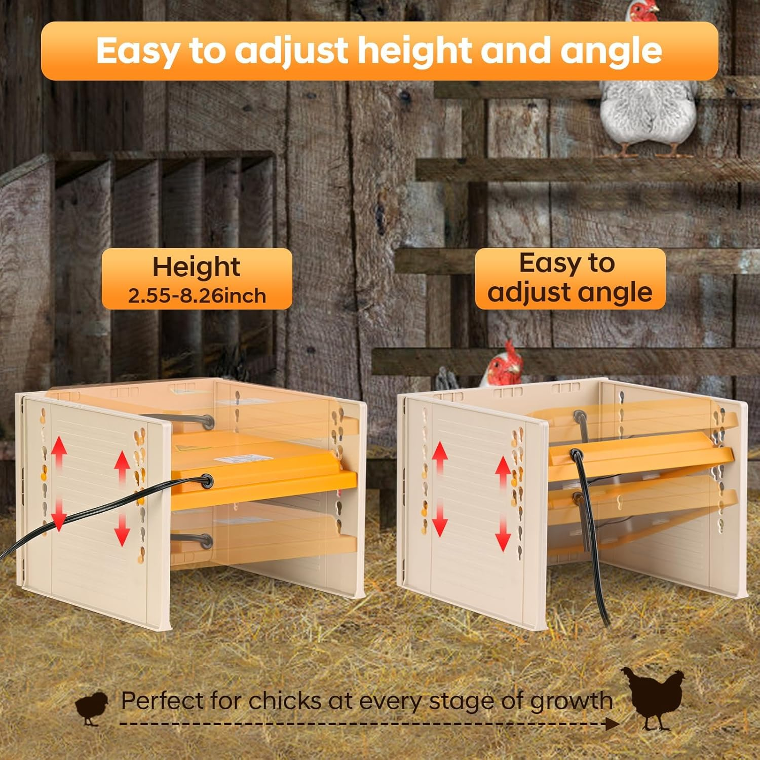 Adjustable Heat Plate with Temperature Control, 26.5 * 27.5Cm Chick Brooder Heater, Height & Angle Adjustable Heating Plate Warmer for Baby Chicken Coop, Ducks, Quails & Poultry image number 2