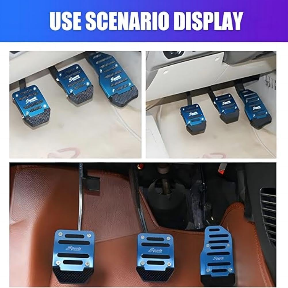Anti-Rubbing Car Clutch Pedal Kits 3 PCS, Car Non-Slip Aluminum Alloy Pedal Pads, Manual/Automatic Gearbox Gas Pedal Brake Pedal Cover, Auto Universal Replacement Accessories image number 3