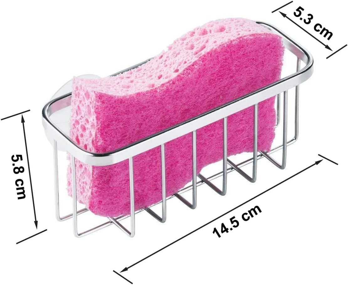 Sponge Holder, Kitchen Sink Caddy, Rustproof & Durable Sink Organizer Brush Soap Dishwashing Liquid Drainer Basket (14.5 Cm) image number 6