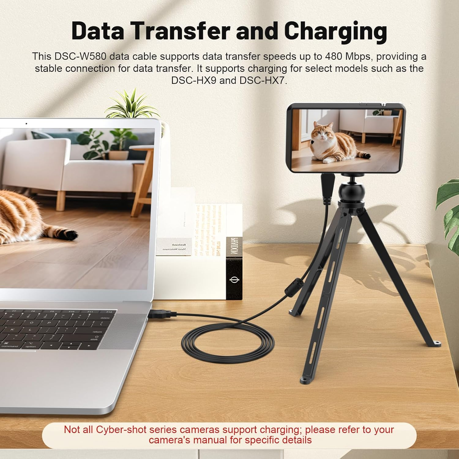 Replacement VMC-MD3 USB Data Charger Cable Cord for Sony Cyber-Shot DSC-TX10 DSC-TX5 DSC-TX55 DSC-W350 DSC-W570 DSC-W580 DSC-HX100 DSC-T110 DSC-T99 Digital Camera image number 3