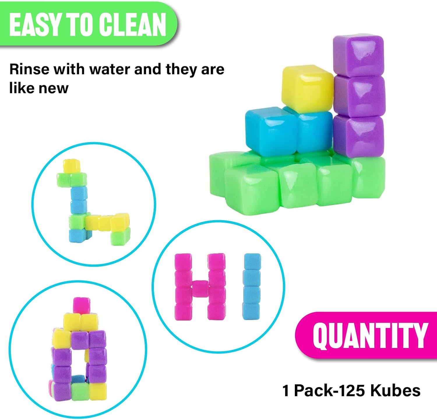 Stickikubes - Neon Brights Tub - 125Pc image number 3