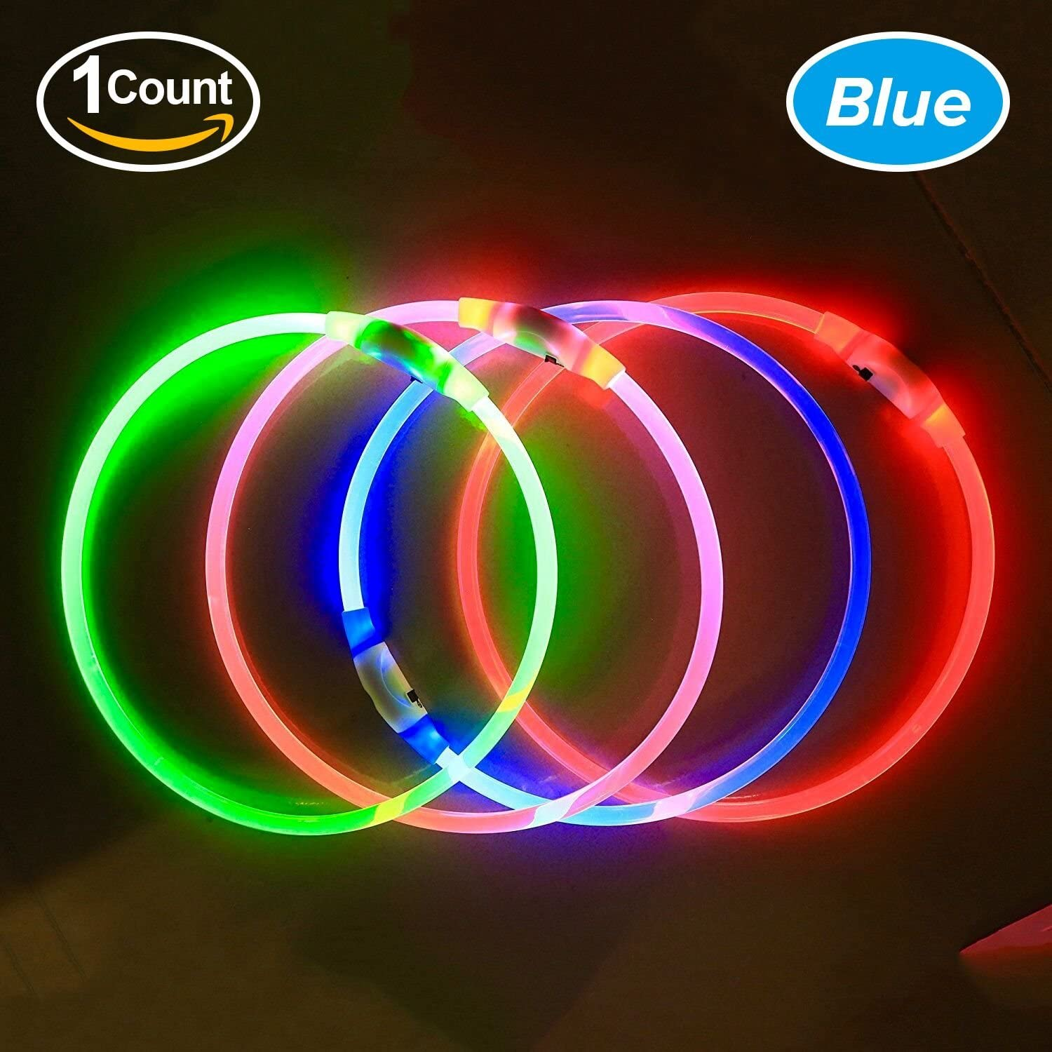Light up Dog Collar, BSEEN USB Rechargeable Flash Dog Necklace Light, Pet Safety Collar Makes Your Beloved Dogs Be Seen at Night for Small Medium Large Dogs(Blue) image number 4