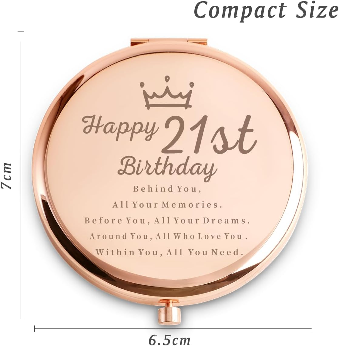 21St Birthday Gifts for Women, Best Female Presents for 21 Year Old, Personalized Engraved Compact Mirror Gift Ideas for Her Daughter Niece Granddaughter Sister Girlfriend Friend image number 2