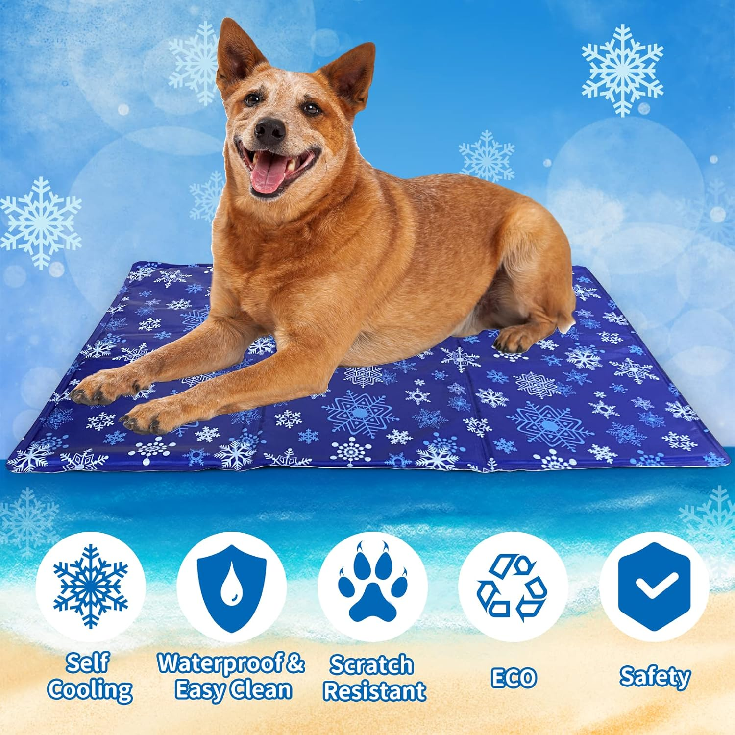 Pet Cooling Mat for Dogs Non-Toxic Gel Self Cooling Pad for Dogs Cats in Hot Summer Durable Cool Pad Waterproof & Easy Clean XL 110X70Cm image number 6