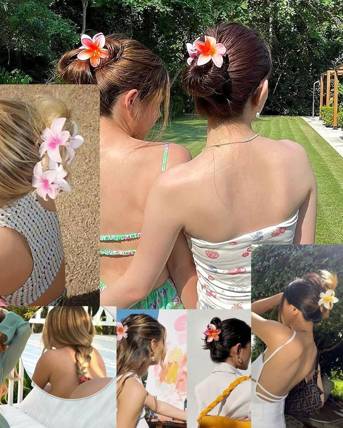 KGDUYC Hawaii Hair Clips Flowers 4 Pieces Hair Clip Beach Flowers Hair Clip Headpiece for Girls and Women Beach Party Pool Holiday image number 2